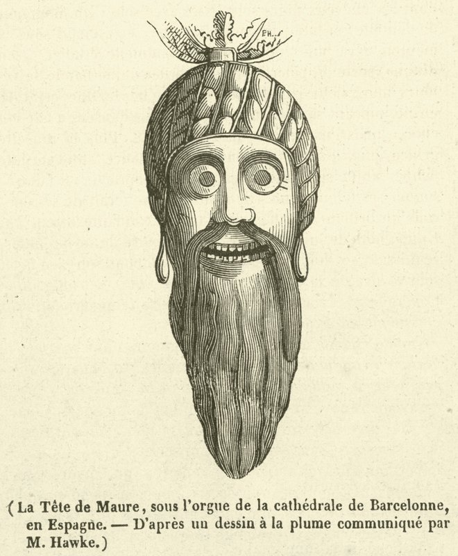 La Tete de Maure ، تحت أرغن كاتدرائية برشلون ، في إسبانيا (نقش) بواسطة المدرسة الفرنسية