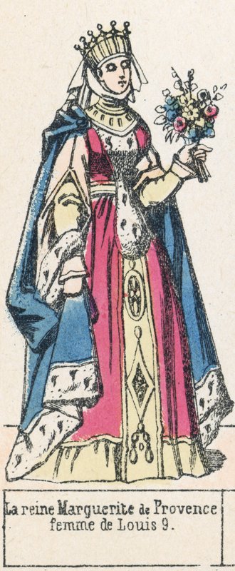 La reine Marguerite de Provence, femme de Louis 9 (coloured engraving) بواسطة المدرسة الفرنسية