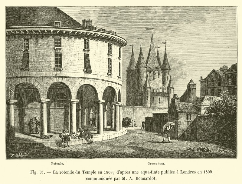 استاد الهيكل عام 1808 ؛ بعد صبغة مائية نُشرت في لندن عام 1809 ، أرسلها MA Bonnardot بواسطة المدرسة الفرنسية