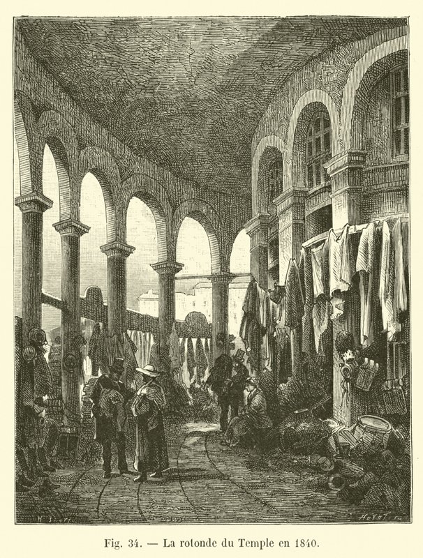 قاعة المعبد عام 1840 بواسطة المدرسة الفرنسية