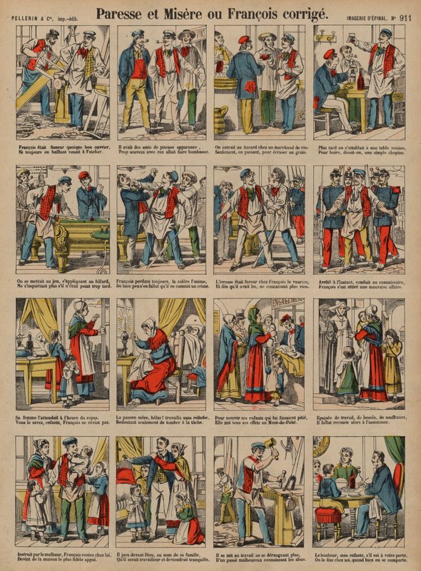 Laziness and misery, or Francois corrected (coloured engraving) بواسطة المدرسة الفرنسية