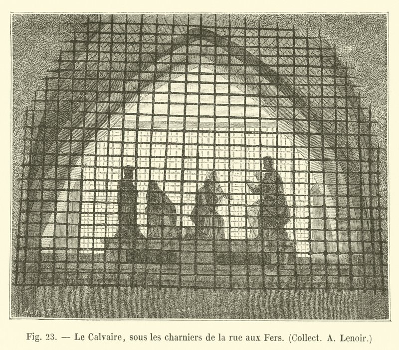 Le Calvaire ، تحت القبور الجماعية لشارع aux Fers ، اجمع A Lenoir بواسطة المدرسة الفرنسية