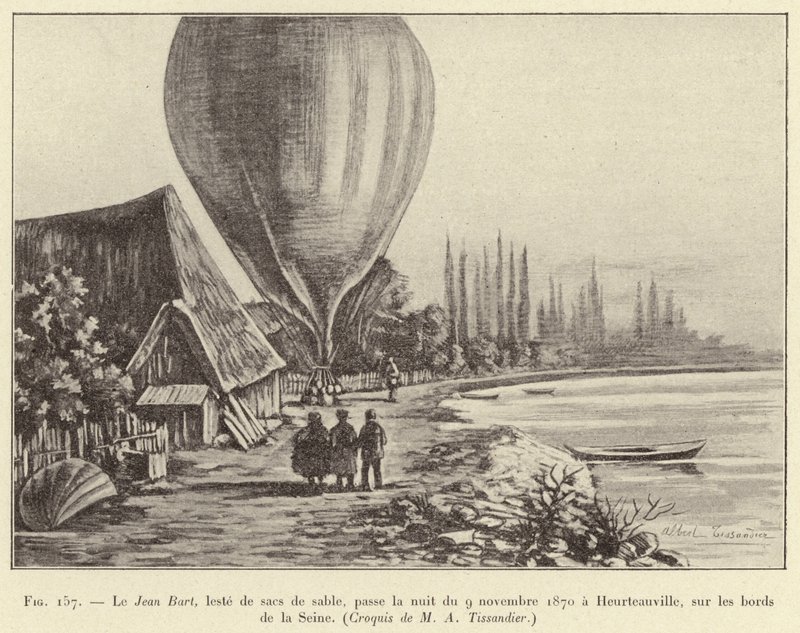 أمضى لو جان بارت ، الصابورة بأكياس الرمل ، ليلة 9 نوفمبر 1870 في Heurteauville ، على ضفاف نهر السين بواسطة المدرسة الفرنسية