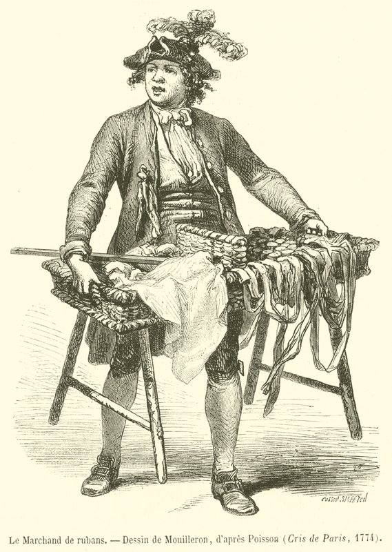 Le Marchand de rubans (engraving) بواسطة المدرسة الفرنسية