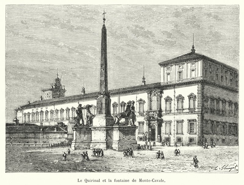 نافورة Quirinal ونافورة Monte-Cavale (نقش) بواسطة المدرسة الفرنسية