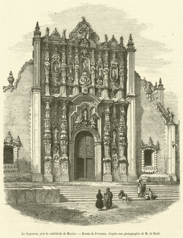 Le Sagrario ، Pres la cathedrale de Mexico (نقش) بواسطة المدرسة الفرنسية