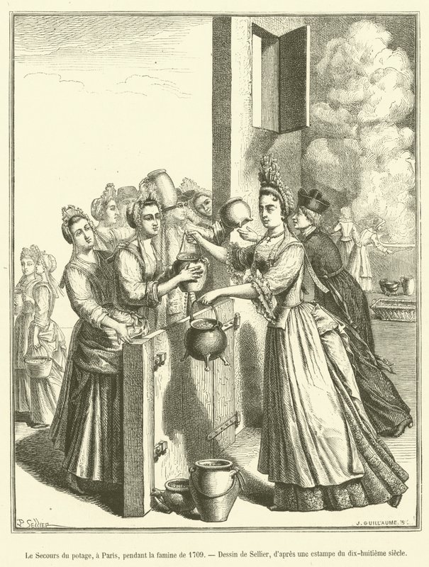 Secours du potage ، في باريس ، خلال مجاعة عام 1709 بواسطة المدرسة الفرنسية