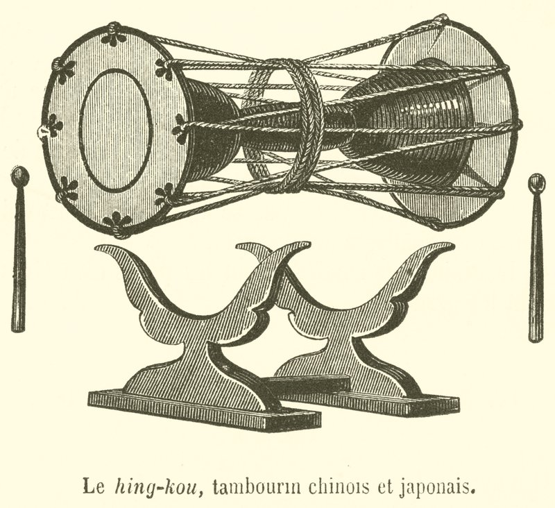 Le hing-kou, tambourin chinois et japonais (engraving) بواسطة المدرسة الفرنسية