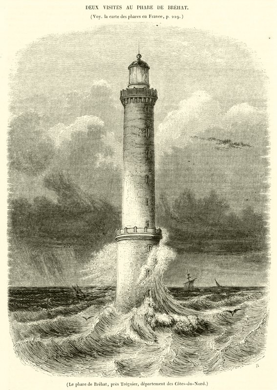 Le phare de Brehat, pres Treguier, departement des Cotes-du-Nord (engraving) بواسطة المدرسة الفرنسية
