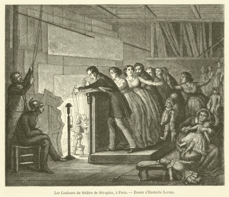 Les Coulisses du theatre de Seraphin, a Paris (engraving) بواسطة المدرسة الفرنسية