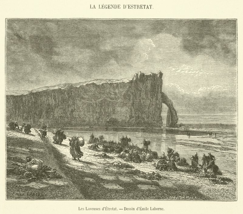 Les Laveuses d'Etretat (نقش) بواسطة المدرسة الفرنسية