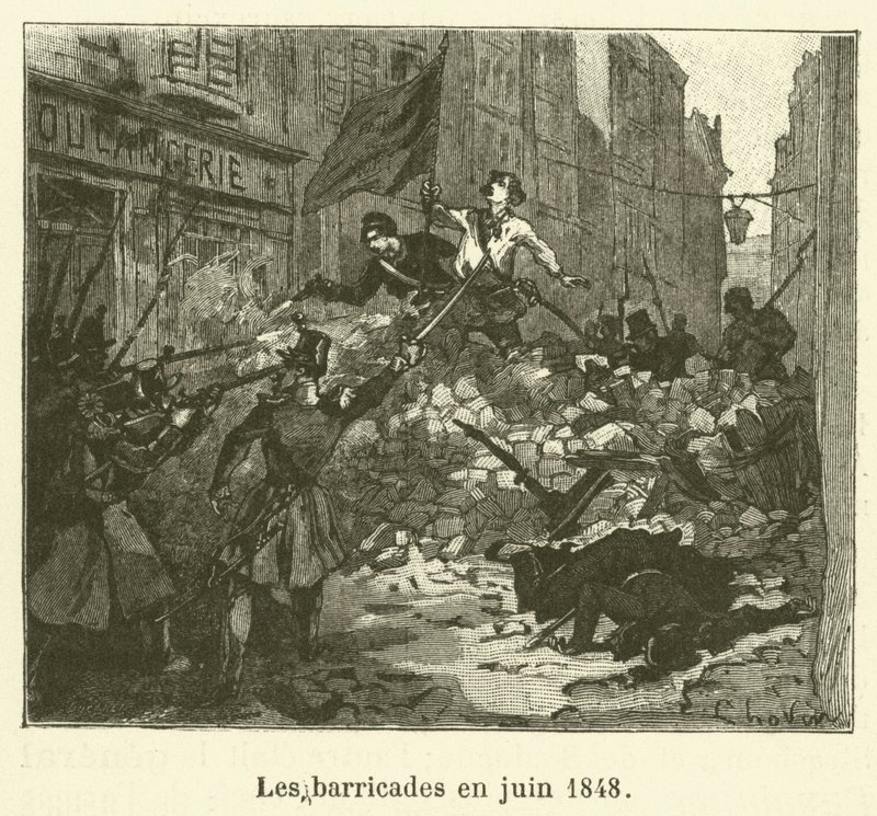 المتاريس في يونيو 1848 (نقش) بواسطة المدرسة الفرنسية