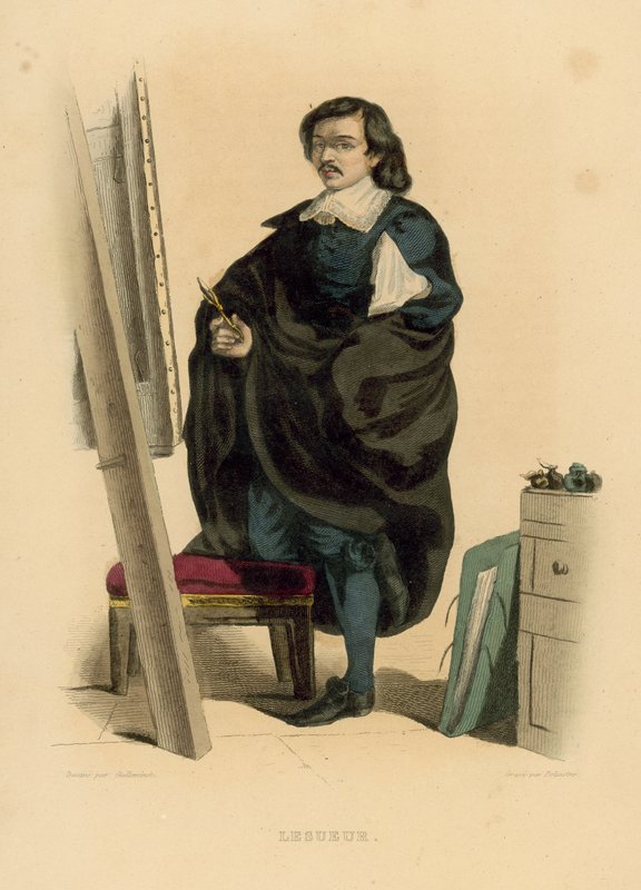 Lesueur (coloured engraving) بواسطة المدرسة الفرنسية