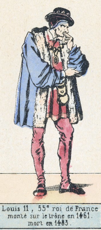 Louis 11, 55e roi de France, monte sur le trone en 1461, mort en 1483 (coloured engraving) بواسطة المدرسة الفرنسية