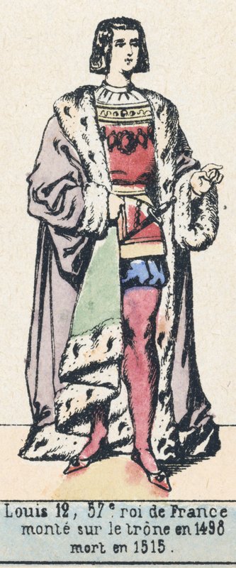 Louis 12, 57e roi de France, monte sur le trone en 1498, mort en 1515 (coloured engraving) بواسطة المدرسة الفرنسية