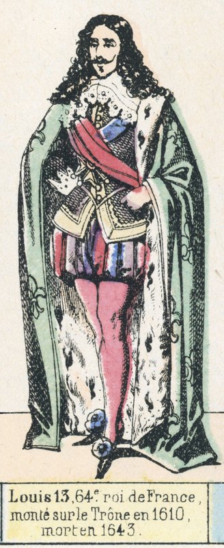 Louis 13, 64e roi de France, monte sur le Trone en 1610, mort en 1643 (coloured engraving) بواسطة المدرسة الفرنسية