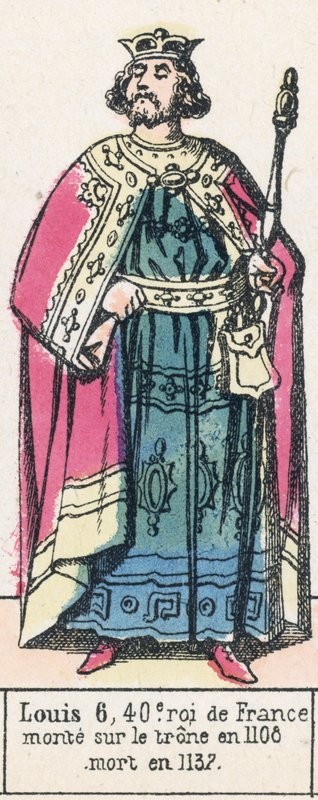 Louis 6, 40e roi de France, monte sur le trone en 1108, mort en 1137 (coloured engraving) بواسطة المدرسة الفرنسية