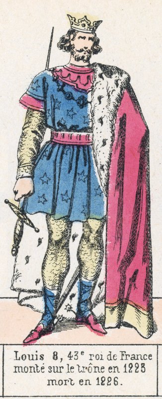 Louis 8, 43e roi de France, monte sur le trone en 1223, mort en 1226 (coloured engraving) بواسطة المدرسة الفرنسية