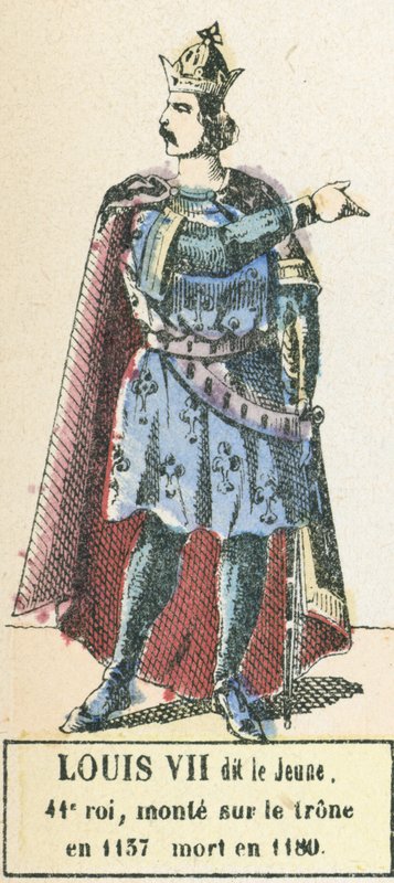 Louis VII dit le Jeune, 41e roi, monte sur le trone en 1137, mort en 1180 (coloured engraving) بواسطة المدرسة الفرنسية