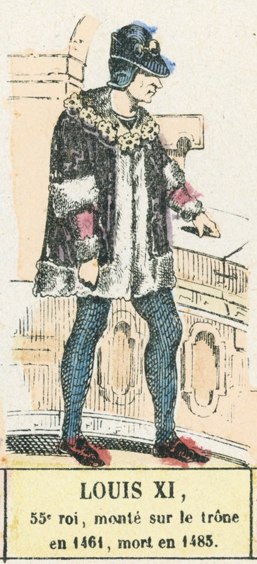 Louis XI, 55e roi, monte sur le trone en 1461, mort en 1483 (coloured engraving) بواسطة المدرسة الفرنسية