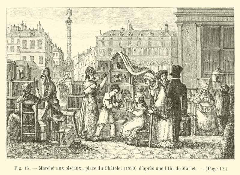 مشي الطيور ، مكان دو شاتليه ، 1820 ، بعد ليث مارليت بواسطة المدرسة الفرنسية