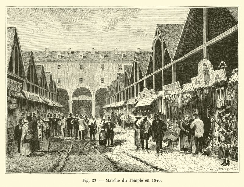 ممشى المعبد في عام 1840 بواسطة المدرسة الفرنسية