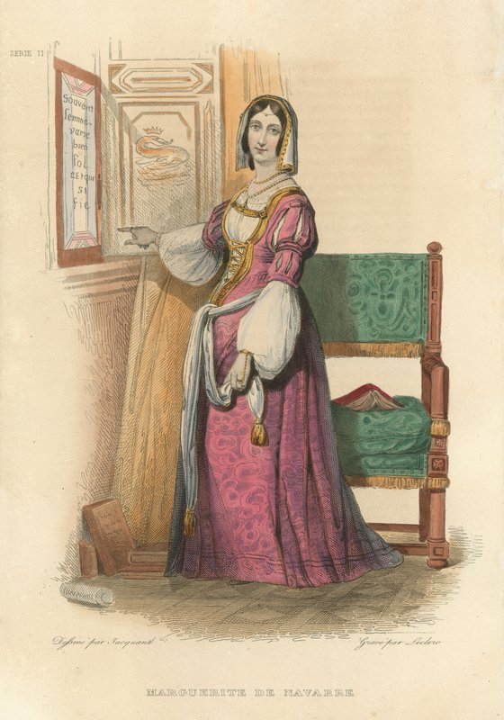 Marguerite de Navarre (coloured engraving) بواسطة المدرسة الفرنسية