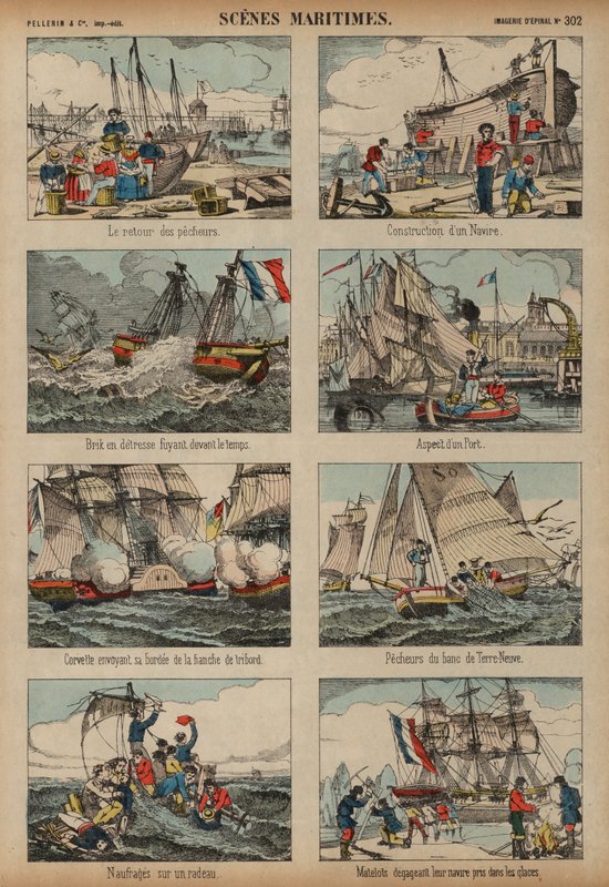 Maritime scenes (coloured engraving) بواسطة المدرسة الفرنسية