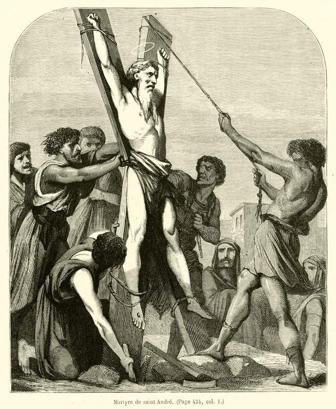 Martyre de saint Andre (engraving) بواسطة المدرسة الفرنسية