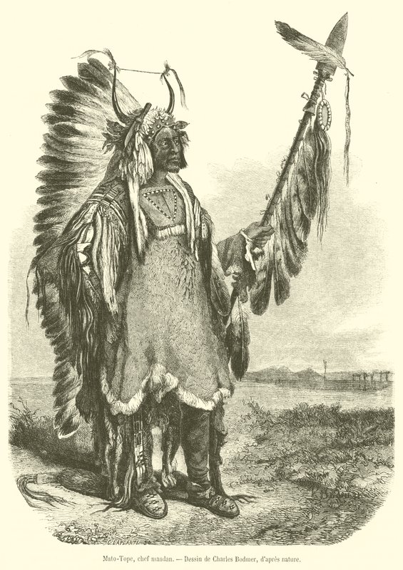 Mato-Tope, chef mandan (engraving) بواسطة المدرسة الفرنسية
