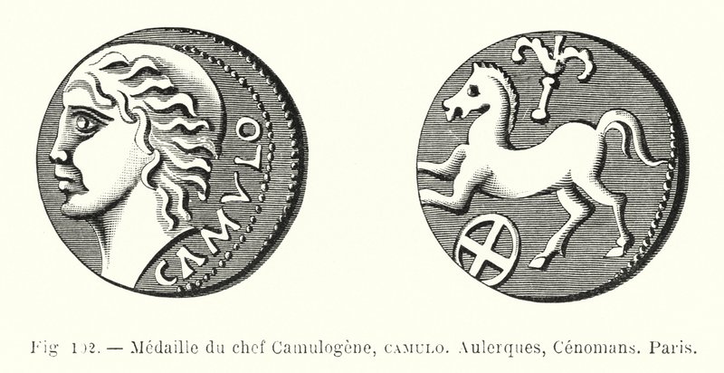 ميدالية الشيف Camulogene ، Camulo ، Aulerques ، Cenomans ، باريس (نقش) بواسطة المدرسة الفرنسية