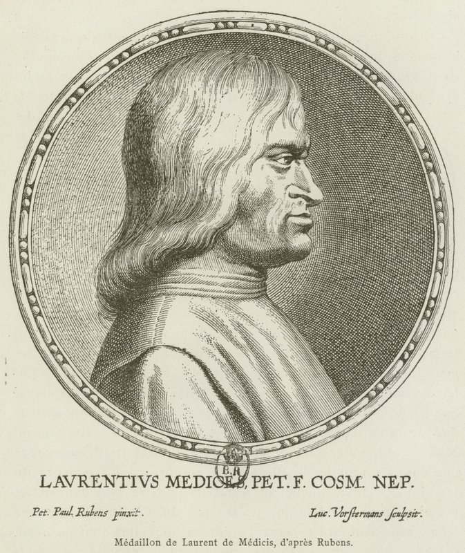 ميدالية Laurent de Medicis (نقش) بواسطة المدرسة الفرنسية