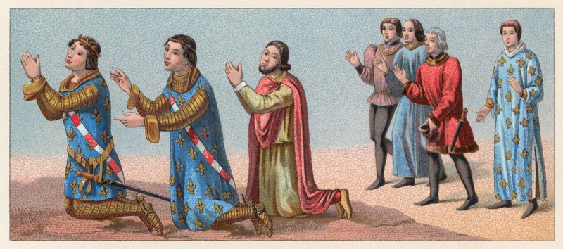 زي العصور الوسطى بواسطة المدرسة الفرنسية