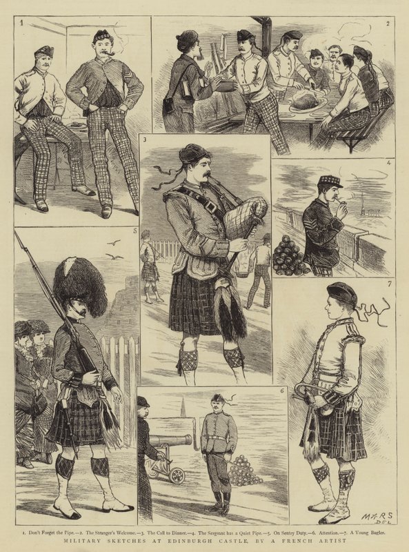 Military Sketches at Edinburgh Castle (engraving) بواسطة المدرسة الفرنسية