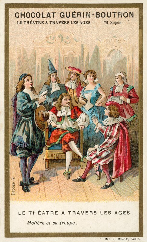 Moliere and his troupe of actors (chromolitho) بواسطة المدرسة الفرنسية