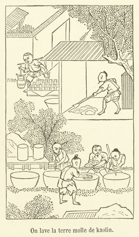 On lave la terre molle de kaolin (engraving) بواسطة المدرسة الفرنسية