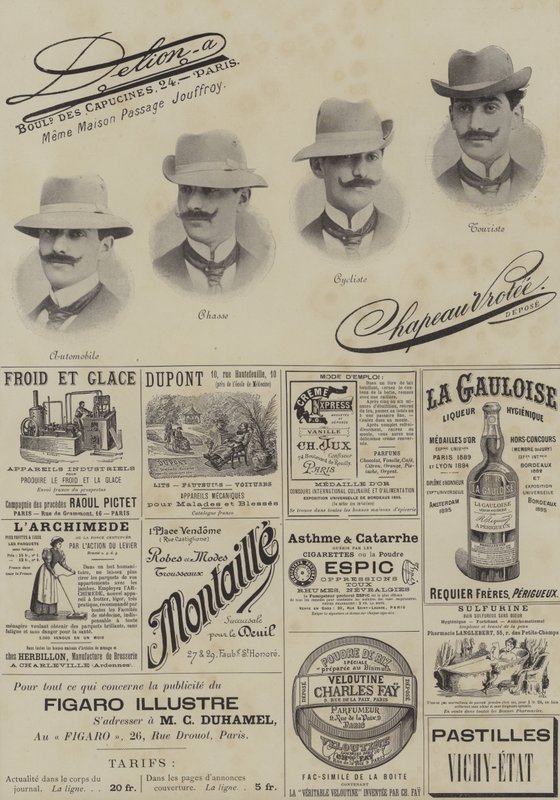 صفحة إعلانات من Le Figaro Illustre ، ديسمبر 1897 (litho) بواسطة المدرسة الفرنسية