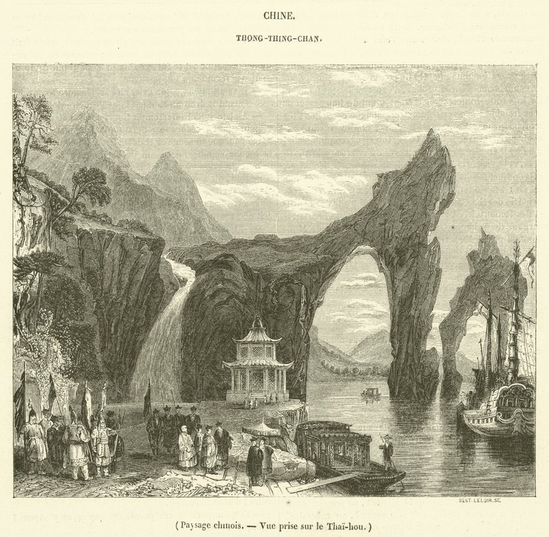 منظر طبيعي صيني ، منظر مأخوذ على Thai-hou (نقش) بواسطة المدرسة الفرنسية