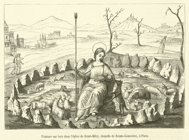 الرسم على الخشب في كنيسة Saint-Mery ، كنيسة Sainte-Genevieve ، في باريس (نقش) بواسطة المدرسة الفرنسية