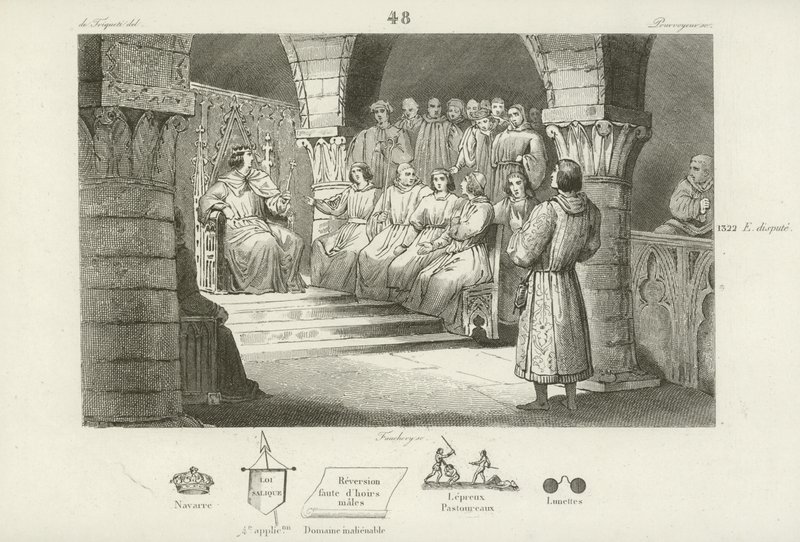 فيليب الخامس من فرنسا والولايات العامة يرفضان المطالبة بعرش جوان الثاني من نافار ، c1317 بواسطة المدرسة الفرنسية