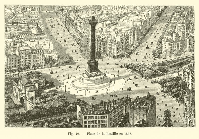 مكان الباستيل عام 1858 بواسطة المدرسة الفرنسية