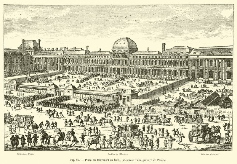 مكان دو كاروسيل في عام 1680 ، فاكس من نقش بيريل بواسطة المدرسة الفرنسية