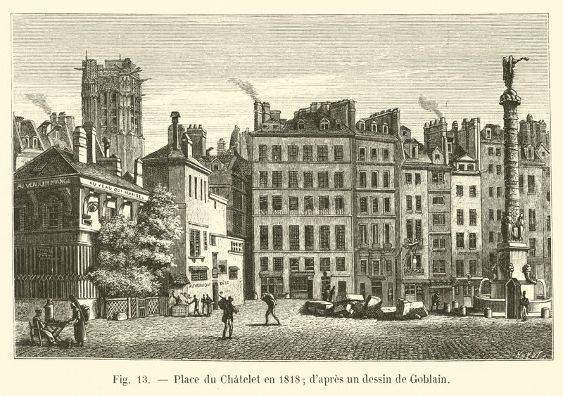 مكان du Chatelet في عام 1818 ؛ من رسم لجوبلين بواسطة المدرسة الفرنسية