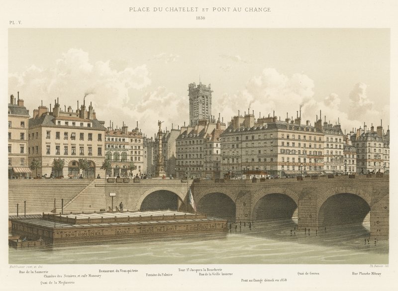 مكان du Chatelet و Pont au Change ، 1830 بواسطة المدرسة الفرنسية