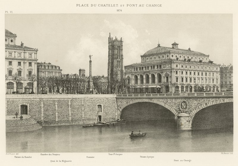 مكان du Chatelet و Pont au Change ، 1876 بواسطة المدرسة الفرنسية