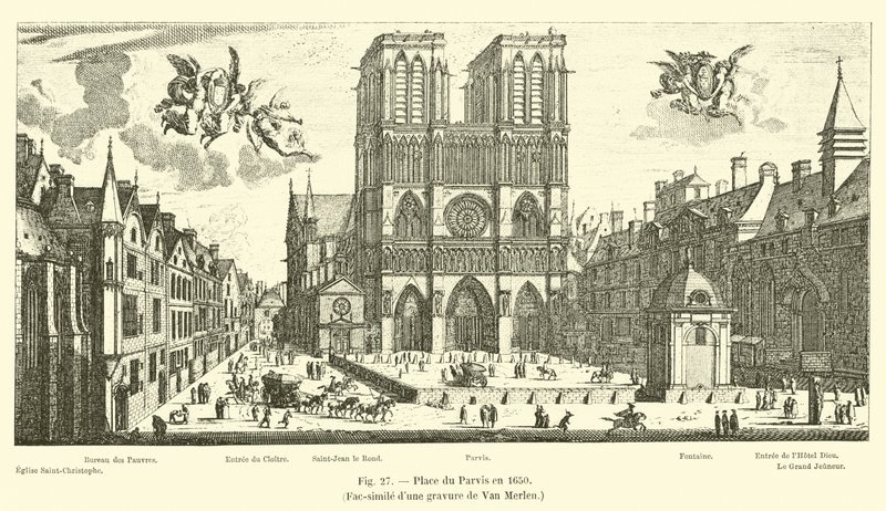 ضع du Parvis في عام 1650 ، فاكس لنقش لفان ميرلين بواسطة المدرسة الفرنسية