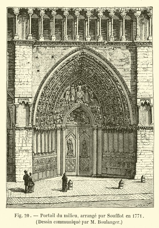 البوابة الوسطى ، مرتبة من قبل Soufflot عام 1771 ، رسم تم توصيله بواسطة M Boulanger بواسطة المدرسة الفرنسية