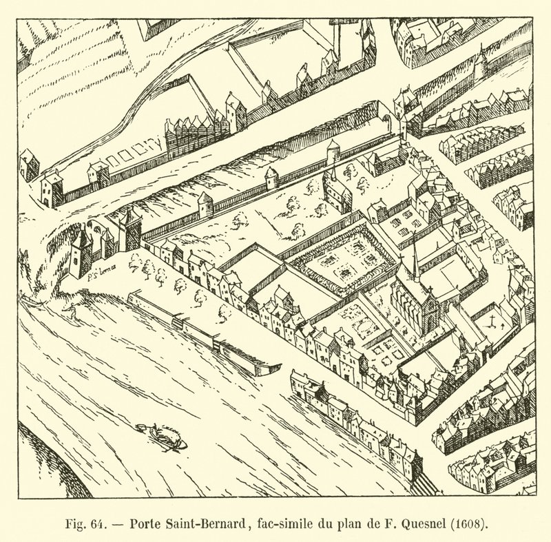 Porte Saint-Bernard ، فاكس خطة F Quesnel ، 1608 بواسطة المدرسة الفرنسية