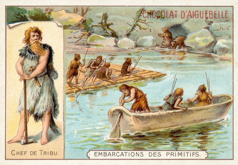 Prehistoric boats (chromolitho) بواسطة المدرسة الفرنسية