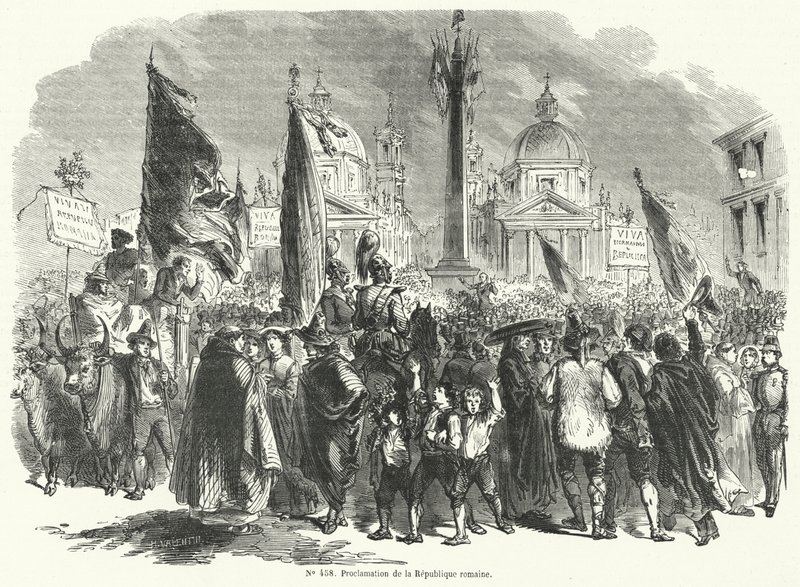 إعلان الجمهورية الرومانية ، إيطاليا ، 9 فبراير 1849 بواسطة المدرسة الفرنسية